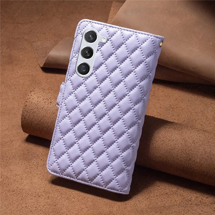 BINFEN COLOR BF Style-15 For Samsung Galaxy S24+ Leather Phone Case Zipper Pocket Wallet Phone Cover