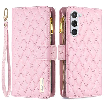 BINFEN COLOR BF Style-15 For Samsung Galaxy S24+ Leather Phone Case Zipper Pocket Wallet Phone Cover