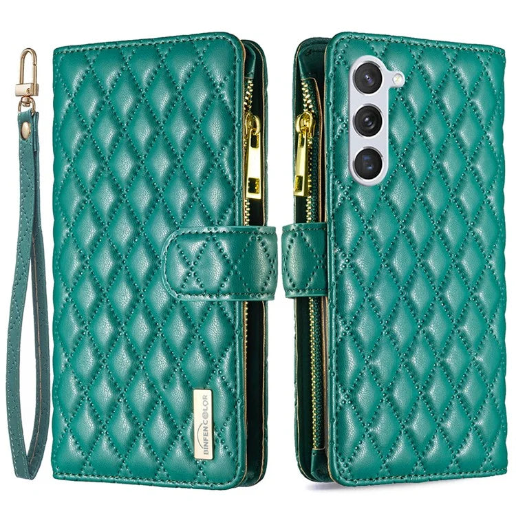 BINFEN COLOR BF Style-15 For Samsung Galaxy S24+ Leather Phone Case Zipper Pocket Wallet Phone Cover