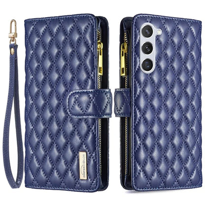 BINFEN COLOR BF Style-15 For Samsung Galaxy S24+ Leather Phone Case Zipper Pocket Wallet Phone Cover