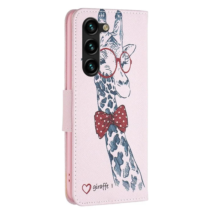 For Samsung Galaxy S24+ Case PU Leather Pattern Flip Wallet Smart Phone Cover