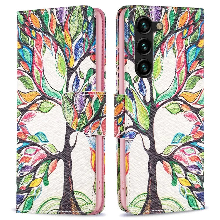 For Samsung Galaxy S24+ Case PU Leather Pattern Flip Wallet Smart Phone Cover
