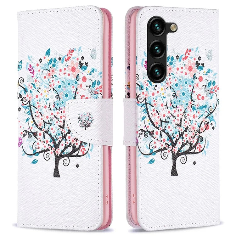 For Samsung Galaxy S24+ Case PU Leather Pattern Flip Wallet Smart Phone Cover