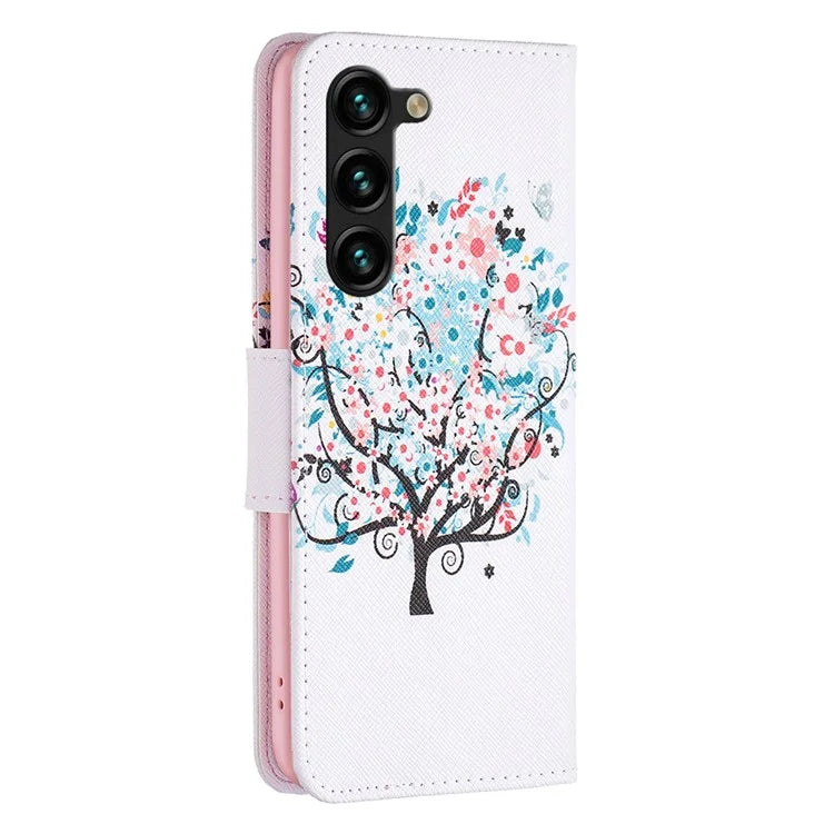 For Samsung Galaxy S24+ Case PU Leather Pattern Flip Wallet Smart Phone Cover