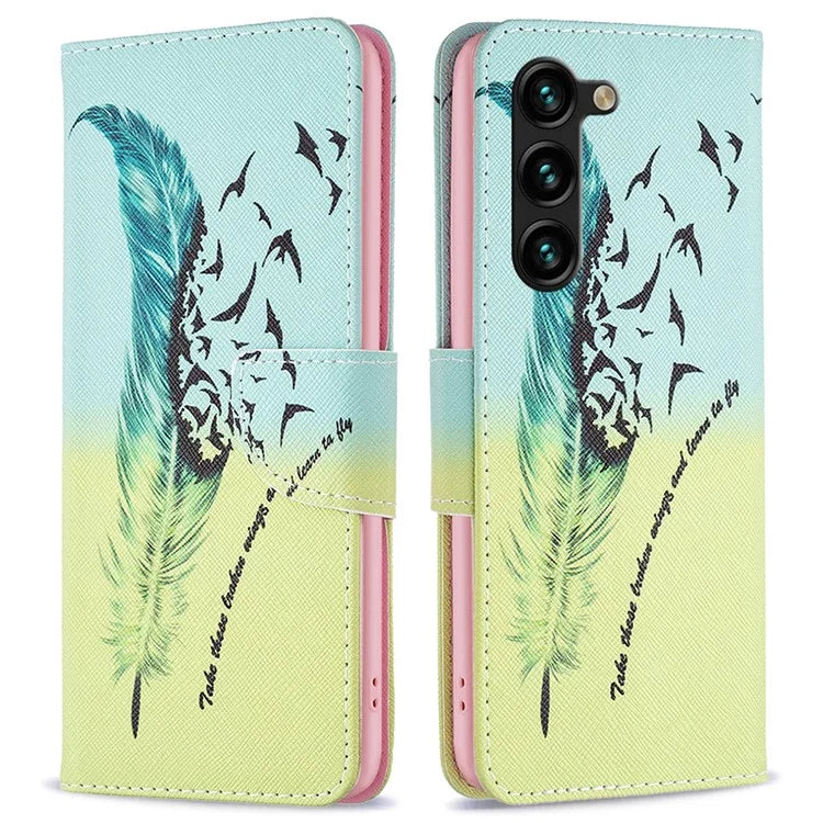 For Samsung Galaxy S24+ Case PU Leather Pattern Flip Wallet Smart Phone Cover