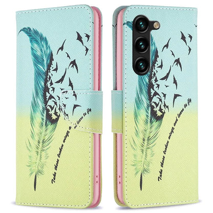 For Samsung Galaxy S24+ Case PU Leather Pattern Flip Wallet Smart Phone Cover