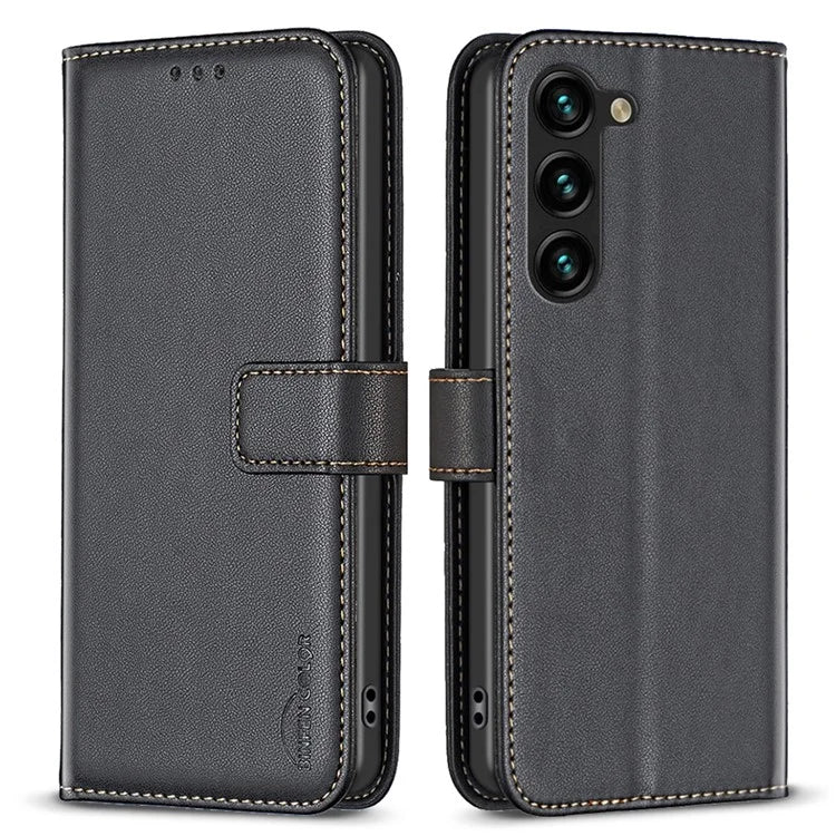 BINFEN COLOR BF17 For Samsung Galaxy S24+ Dustproof PU Leather Case Stand Phone Cover