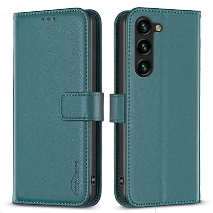 BINFEN COLOR BF17 For Samsung Galaxy S24+ Dustproof PU Leather Case Stand Phone Cover