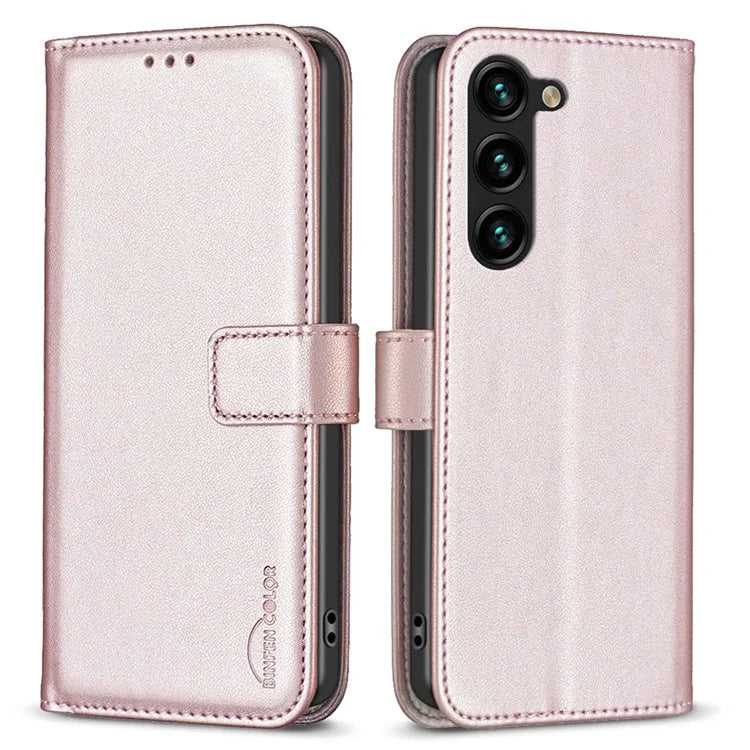 BINFEN COLOR BF17 For Samsung Galaxy S24 Case Leather Wallet Phone Cover with Stand