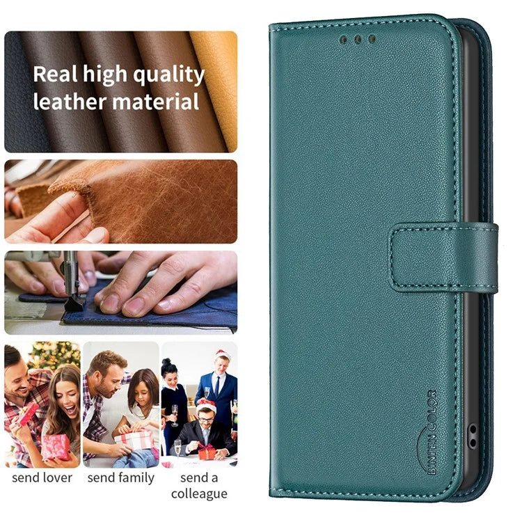 BINFEN COLOR BF17 For Samsung Galaxy S24 Case Leather Wallet Phone Cover with Stand