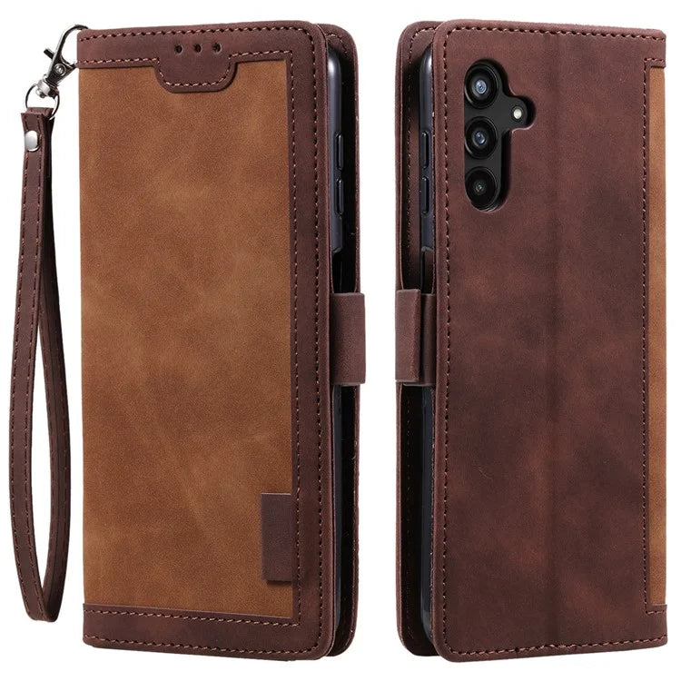 For Samsung Galaxy S24+ Case Wallet Stand Retro Splicing Phone Cover with Strap