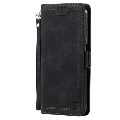 For Samsung Galaxy S24+ Case Wallet Stand Retro Splicing Phone Cover with Strap