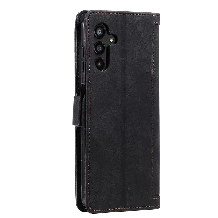 For Samsung Galaxy S24+ Case Wallet Stand Retro Splicing Phone Cover with Strap