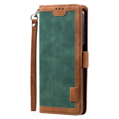 For Samsung Galaxy S24+ Case Wallet Stand Retro Splicing Phone Cover with Strap