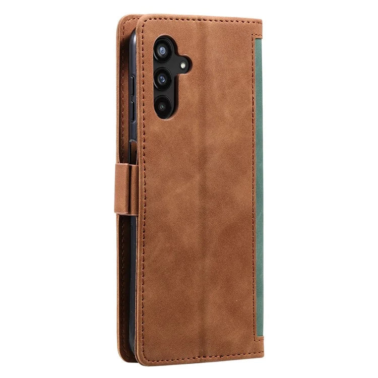 For Samsung Galaxy S24+ Case Wallet Stand Retro Splicing Phone Cover with Strap