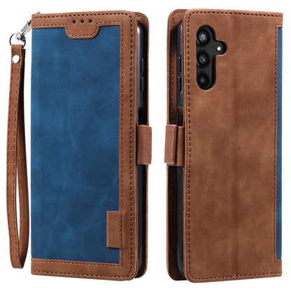 For Samsung Galaxy S24+ Case Wallet Stand Retro Splicing Phone Cover with Strap