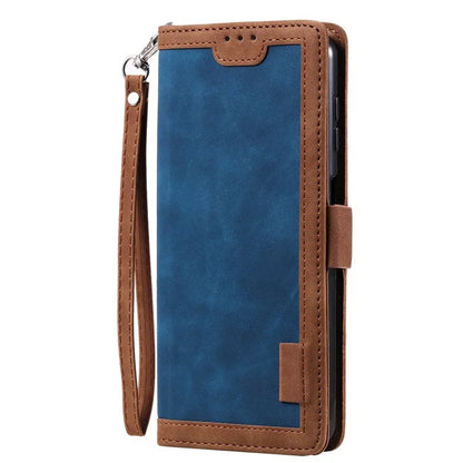 For Samsung Galaxy S24+ Case Wallet Stand Retro Splicing Phone Cover with Strap