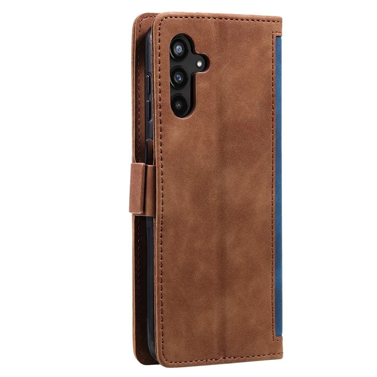 For Samsung Galaxy S24+ Case Wallet Stand Retro Splicing Phone Cover with Strap