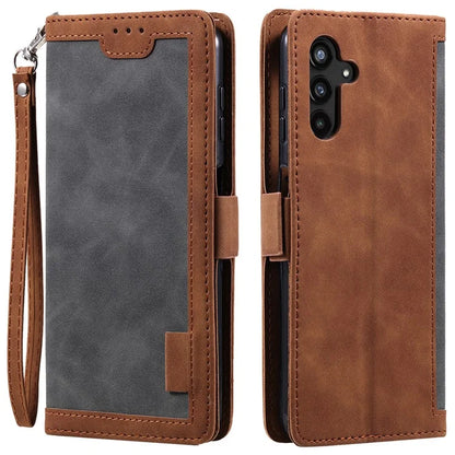 For Samsung Galaxy S24+ Case Wallet Stand Retro Splicing Phone Cover with Strap
