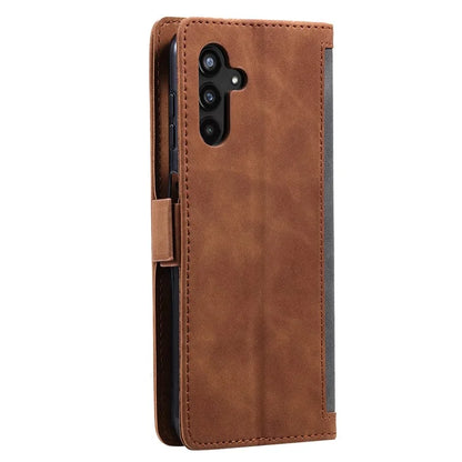 For Samsung Galaxy S24+ Case Wallet Stand Retro Splicing Phone Cover with Strap