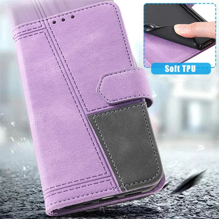 TTUDRCH Style 004 for Samsung Galaxy S24 Leather Case RFID Blocking Splicing Wallet Cover