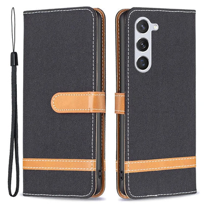 For Samsung Galaxy S24 Case Jeans Cloth Splicing PU Leather Stand Phone Cover