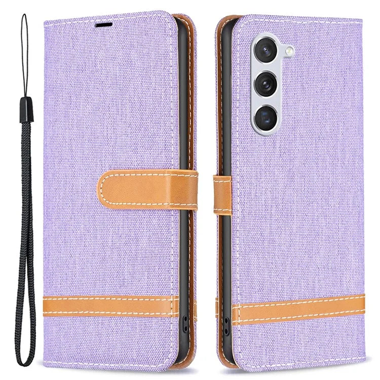 For Samsung Galaxy S24 Case Jeans Cloth Splicing PU Leather Stand Phone Cover