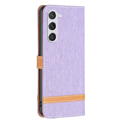 For Samsung Galaxy S24 Case Jeans Cloth Splicing PU Leather Stand Phone Cover