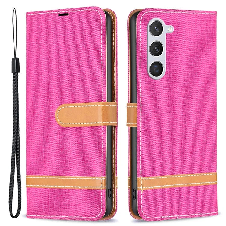 For Samsung Galaxy S24 Case Jeans Cloth Splicing PU Leather Stand Phone Cover
