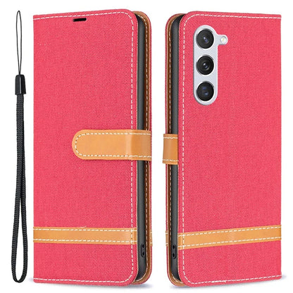 For Samsung Galaxy S24 Case Jeans Cloth Splicing PU Leather Stand Phone Cover
