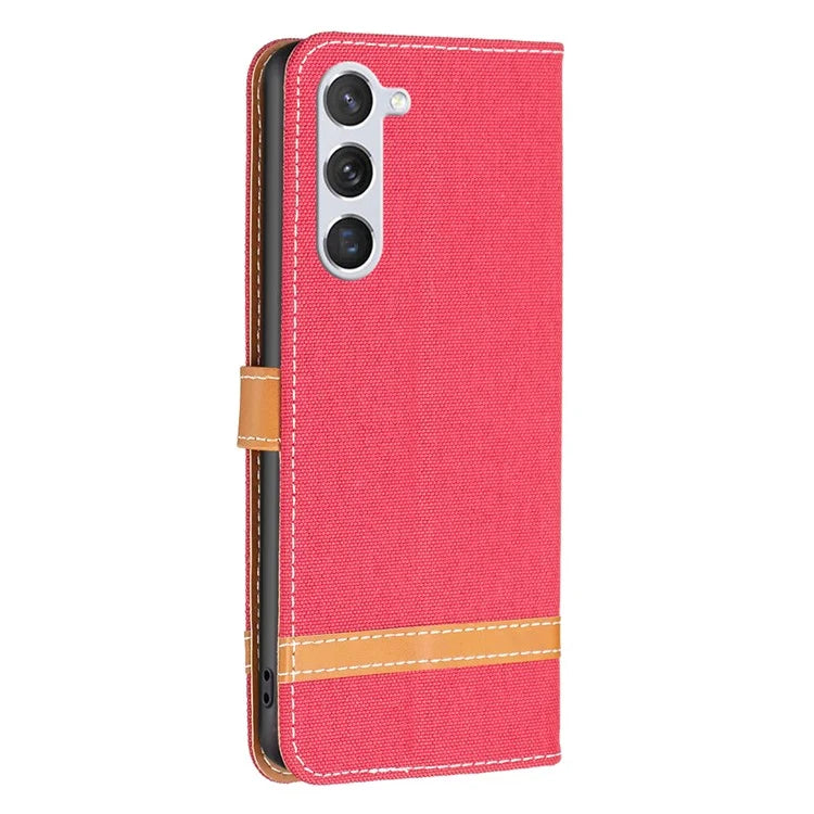 For Samsung Galaxy S24 Case Jeans Cloth Splicing PU Leather Stand Phone Cover