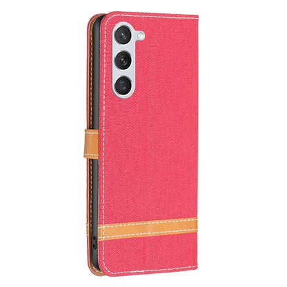 For Samsung Galaxy S24 Case Jeans Cloth Splicing PU Leather Stand Phone Cover