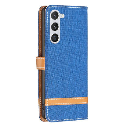 For Samsung Galaxy S24 Case Jeans Cloth Splicing PU Leather Stand Phone Cover