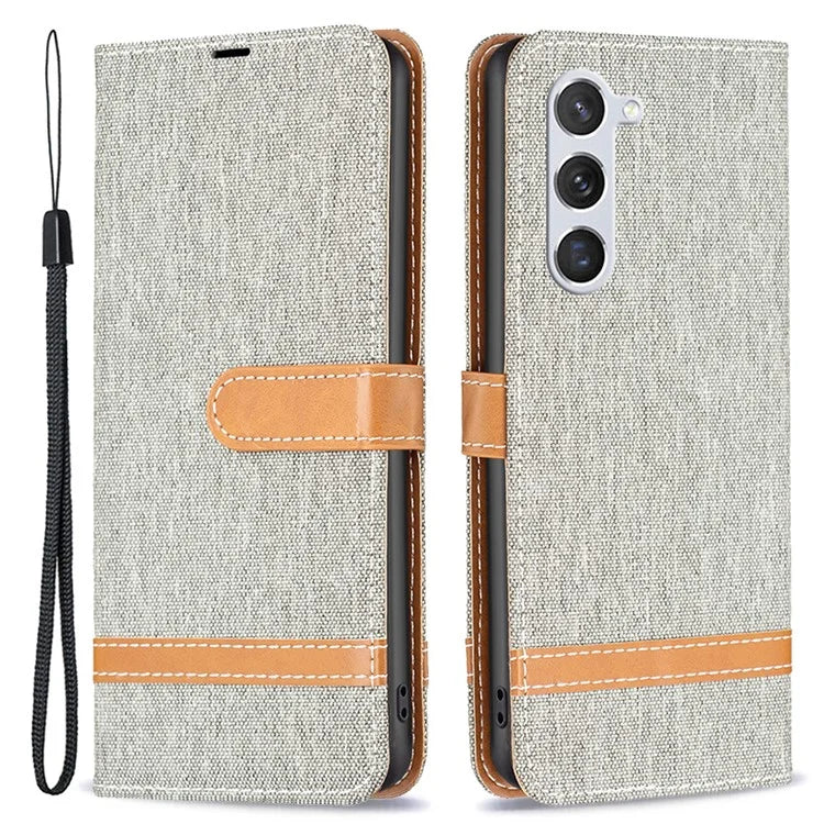 For Samsung Galaxy S24 Case Jeans Cloth Splicing PU Leather Stand Phone Cover