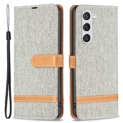 For Samsung Galaxy S24 Case Jeans Cloth Splicing PU Leather Stand Phone Cover