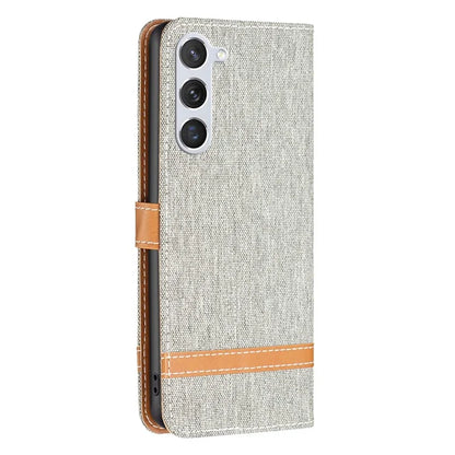 For Samsung Galaxy S24 Case Jeans Cloth Splicing PU Leather Stand Phone Cover
