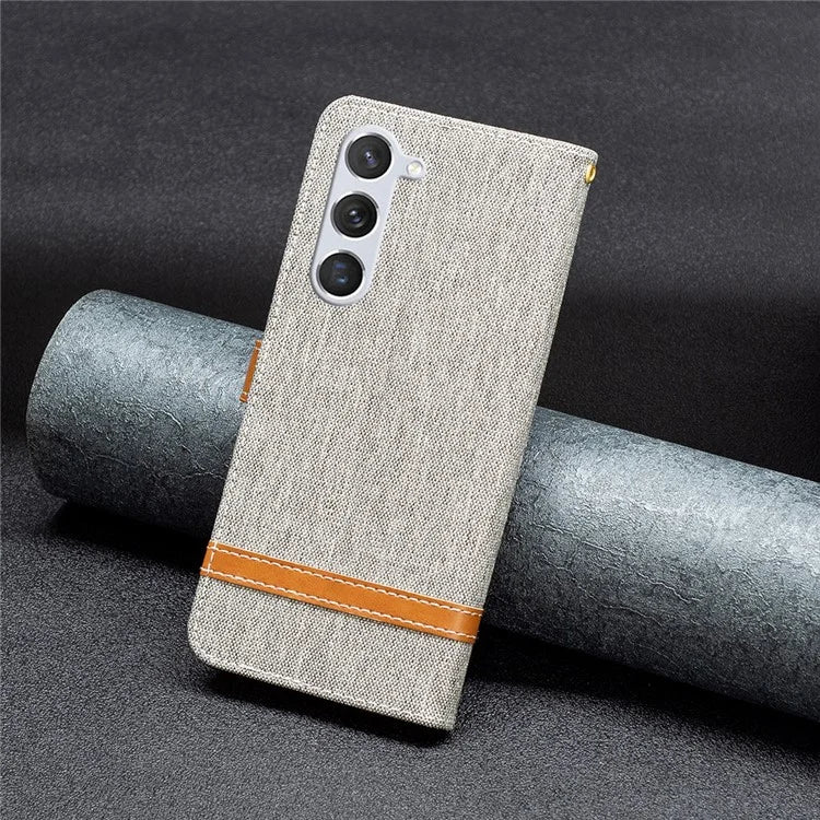 For Samsung Galaxy S24 Case Jeans Cloth Splicing PU Leather Stand Phone Cover