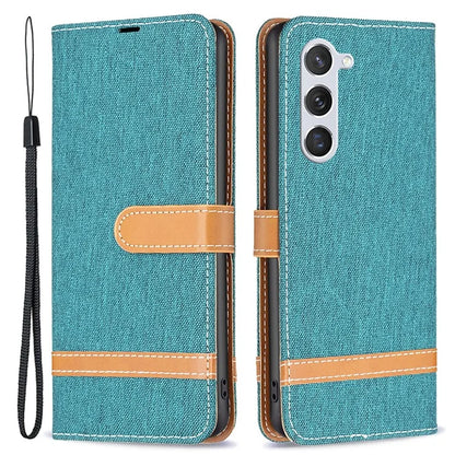 For Samsung Galaxy S24 Case Jeans Cloth Splicing PU Leather Stand Phone Cover