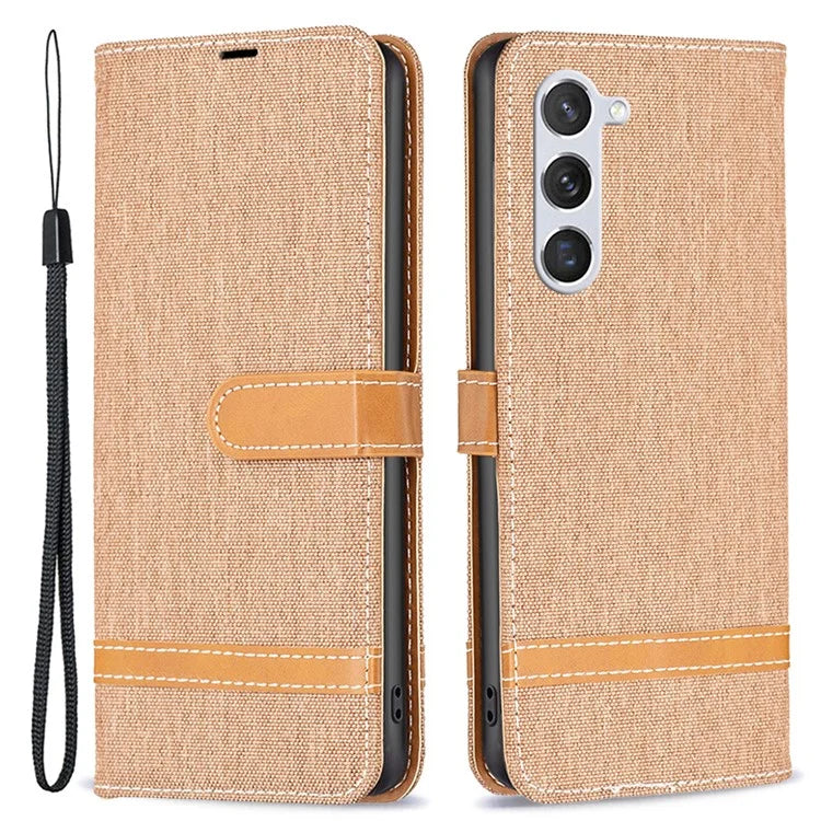 For Samsung Galaxy S24 Case Jeans Cloth Splicing PU Leather Stand Phone Cover