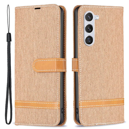 For Samsung Galaxy S24 Case Jeans Cloth Splicing PU Leather Stand Phone Cover