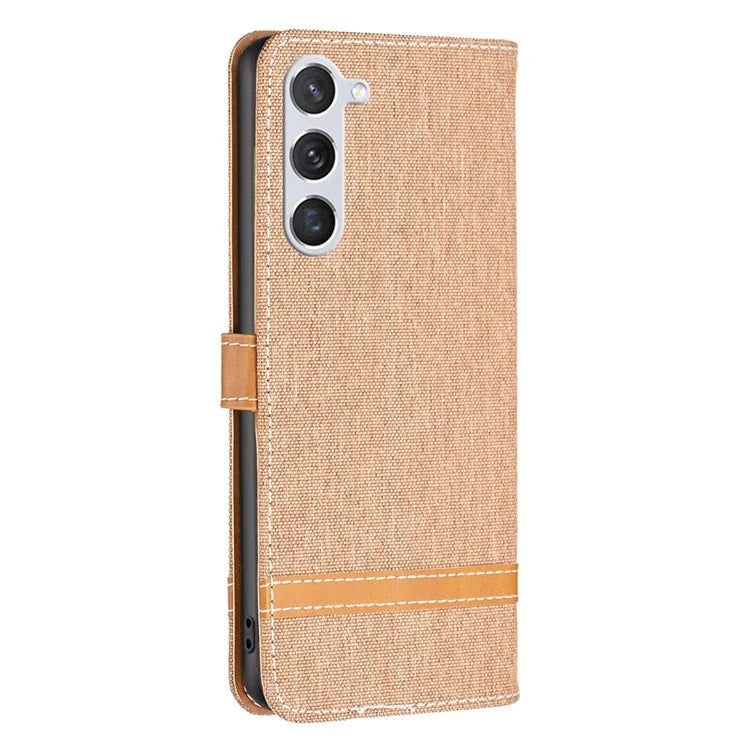 For Samsung Galaxy S24 Case Jeans Cloth Splicing PU Leather Stand Phone Cover