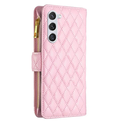 BINFEN COLOR BF Style-15 For Samsung Galaxy S24 Leather Case Zipper Pocket Wallet Phone Cover