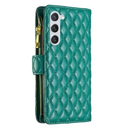 BINFEN COLOR BF Style-15 For Samsung Galaxy S24 Leather Case Zipper Pocket Wallet Phone Cover