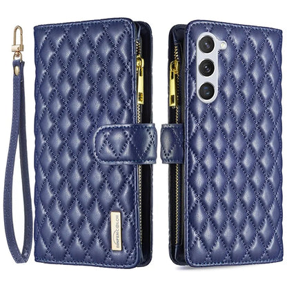BINFEN COLOR BF Style-15 For Samsung Galaxy S24 Leather Case Zipper Pocket Wallet Phone Cover