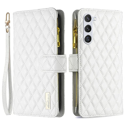 BINFEN COLOR BF Style-15 For Samsung Galaxy S24 Leather Case Zipper Pocket Wallet Phone Cover