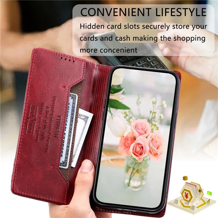 TTUDRCH Style 007 For Samsung Galaxy S24+ Case PU Leather RFID Blocking Phone Cover