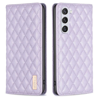 BINFEN COLOR BF Style-16 For Samsung Galaxy S24 Case PU Leather Rhombus Design Phone Cover