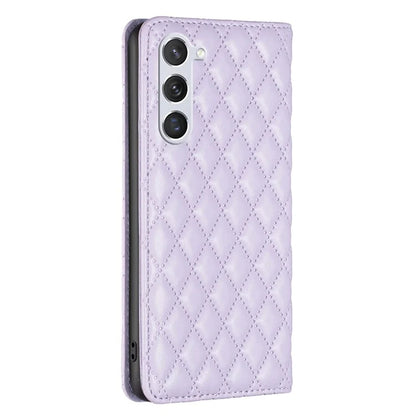 BINFEN COLOR BF Style-16 For Samsung Galaxy S24 Case PU Leather Rhombus Design Phone Cover