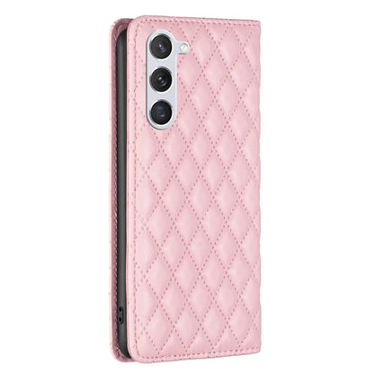 BINFEN COLOR BF Style-16 For Samsung Galaxy S24 Case PU Leather Rhombus Design Phone Cover