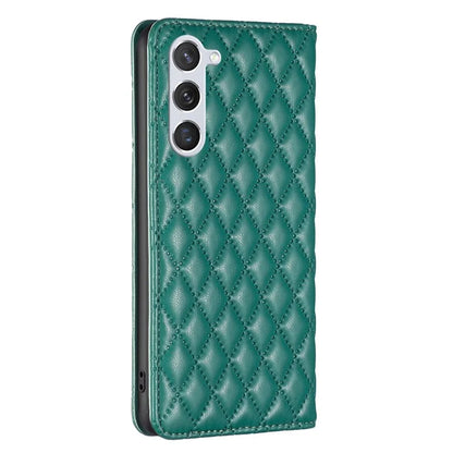 BINFEN COLOR BF Style-16 For Samsung Galaxy S24 Case PU Leather Rhombus Design Phone Cover